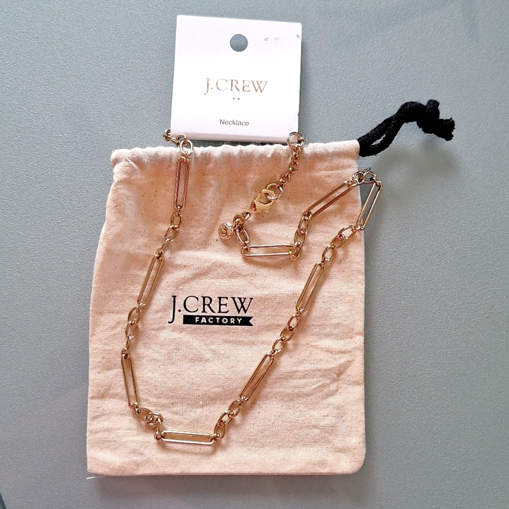 SOLD SOLD SOLD NWT J Crew Silver Paperclip Necklace with Bag $37 - Picture 2 of 3